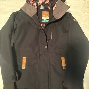 Roxy Women's Navy Blue Snow Jacket with Floral Lining